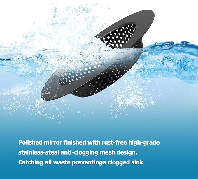 Huntorny 2PCS Kitchen Sink Drain Strainer and Stopper, Drain Catcher and Drain Protector for Kitchen Sink, Plug for Standard 3-1/2 Inch Garbage Disposal Sink Drain Cover