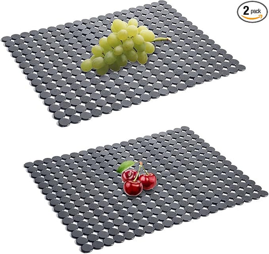 Qulable 2Pack Kitchen Sink Mat for Stainless Steel/Ceramic Sinks, PVC Eco-friendly Protectors for Bottom of Kitchen Sink, Adjustable, Fast Draining, Dots Design, 11.8x15.7 (Solid Gray)